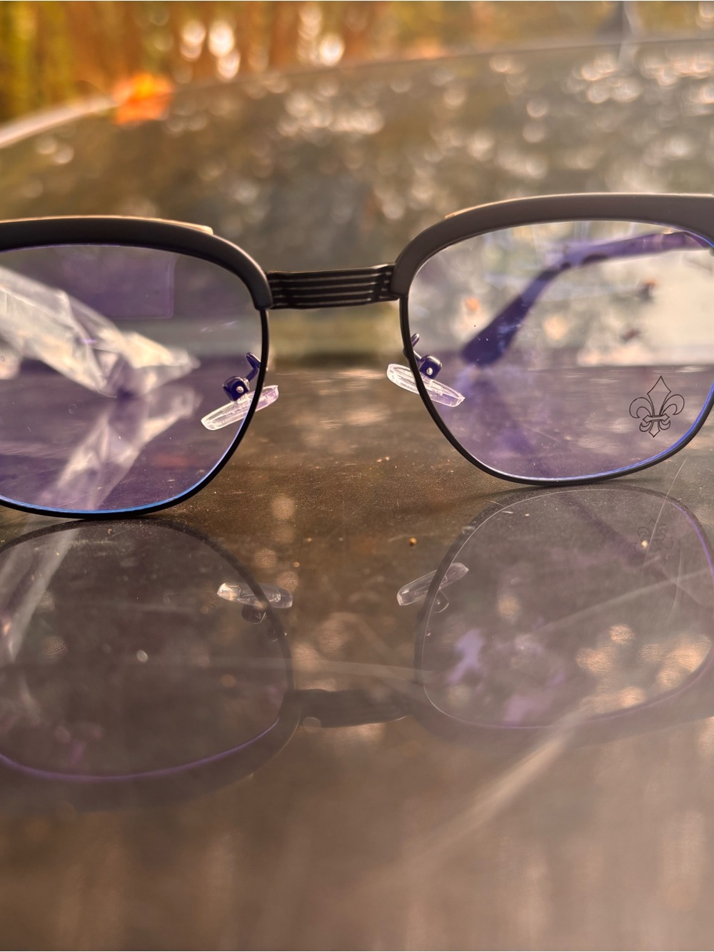 Chrome Hearts Unisex Metal Frame Glasses with Purple-Tinted Lenses